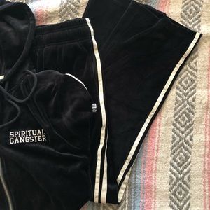 Spiritual Gangster Black Velour Tracksuit Set